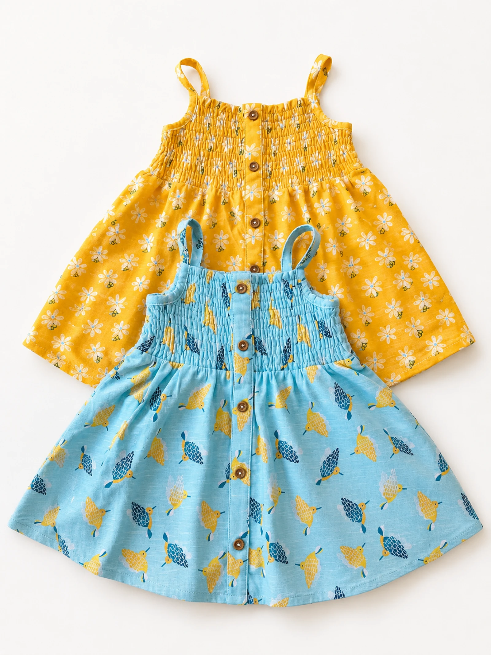 2 vestidos veraniegos 6 meses girl kid amarillo y azul summer nuevos con etiqueta